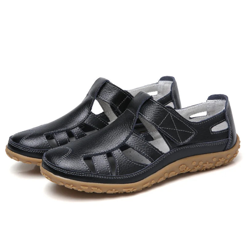 "Sandales orthopédiques antidérapantes confortables avec soutien plantaire en cuir doux, idéales pour l'été et les promenades