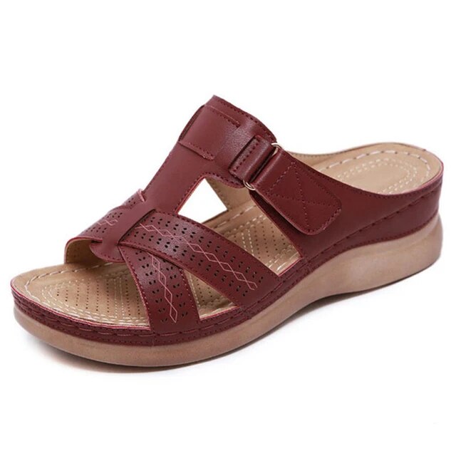 "Sandales orthopédiques ComfortWave en bleu, offrant soutien plantaire et confort optimal pour une meilleure posture."