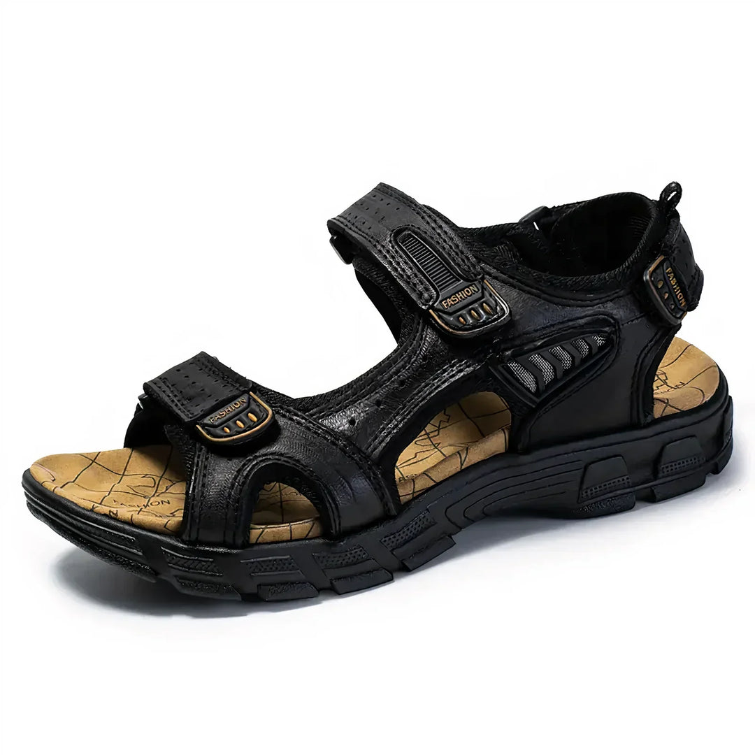 "Sandales orthopédiques élégantes, confortables, en noir, marron ou jaune, avec soutien supérieur et design moderne."