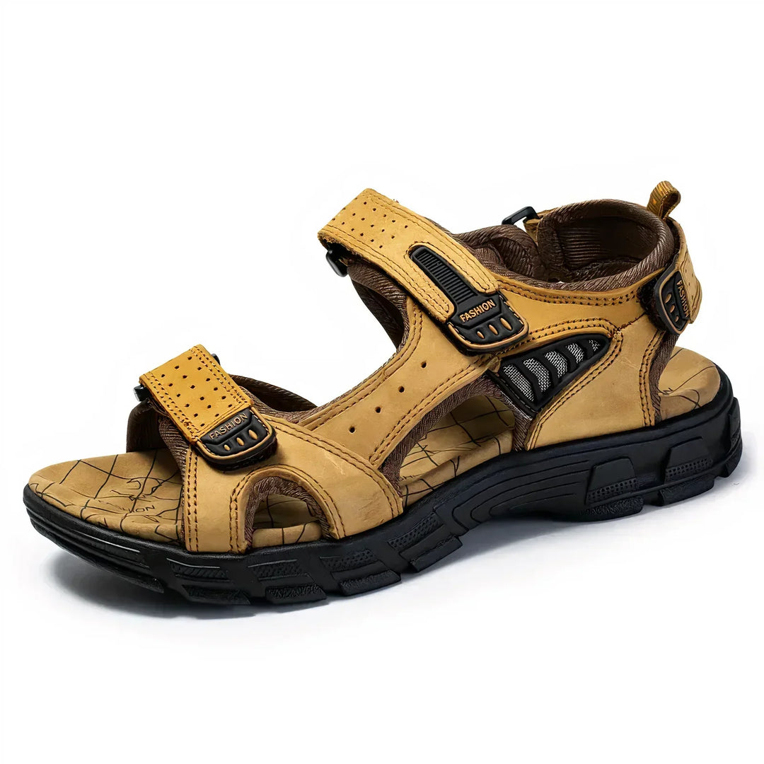 "Sandales orthopédiques élégantes, confortables, en noir, marron ou jaune, avec soutien supérieur et design moderne."