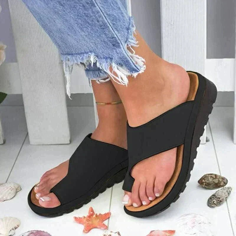 "Sandales orthopédiques femme avec design ouvert, confort hallux valgus, semelle douce, couleur beige, fermeture réglable"