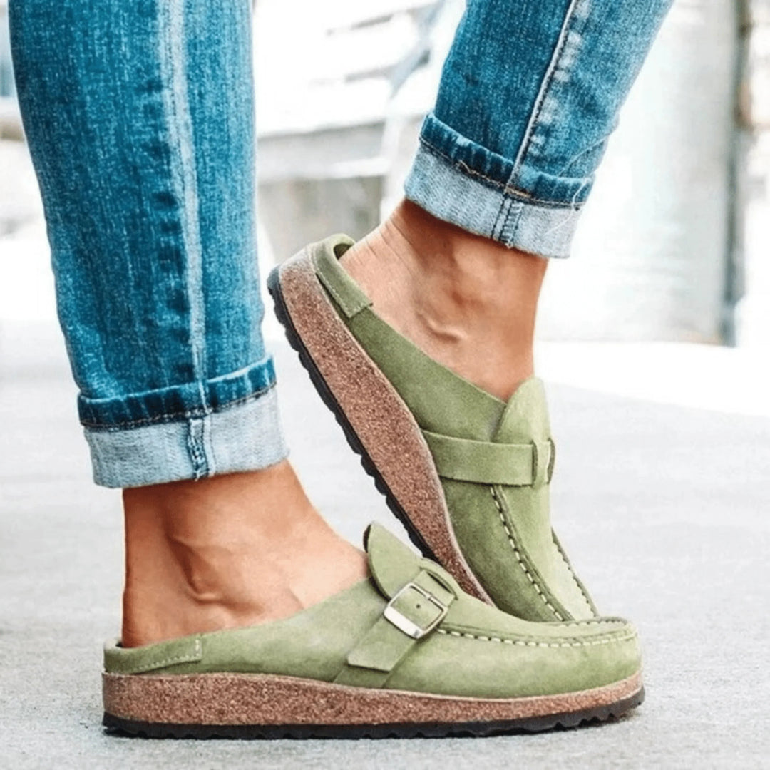 "Sandales orthopédiques femme, ergonomiques, couleur kaki, semelle antidérapante, confort quotidien, absorption des chocs"