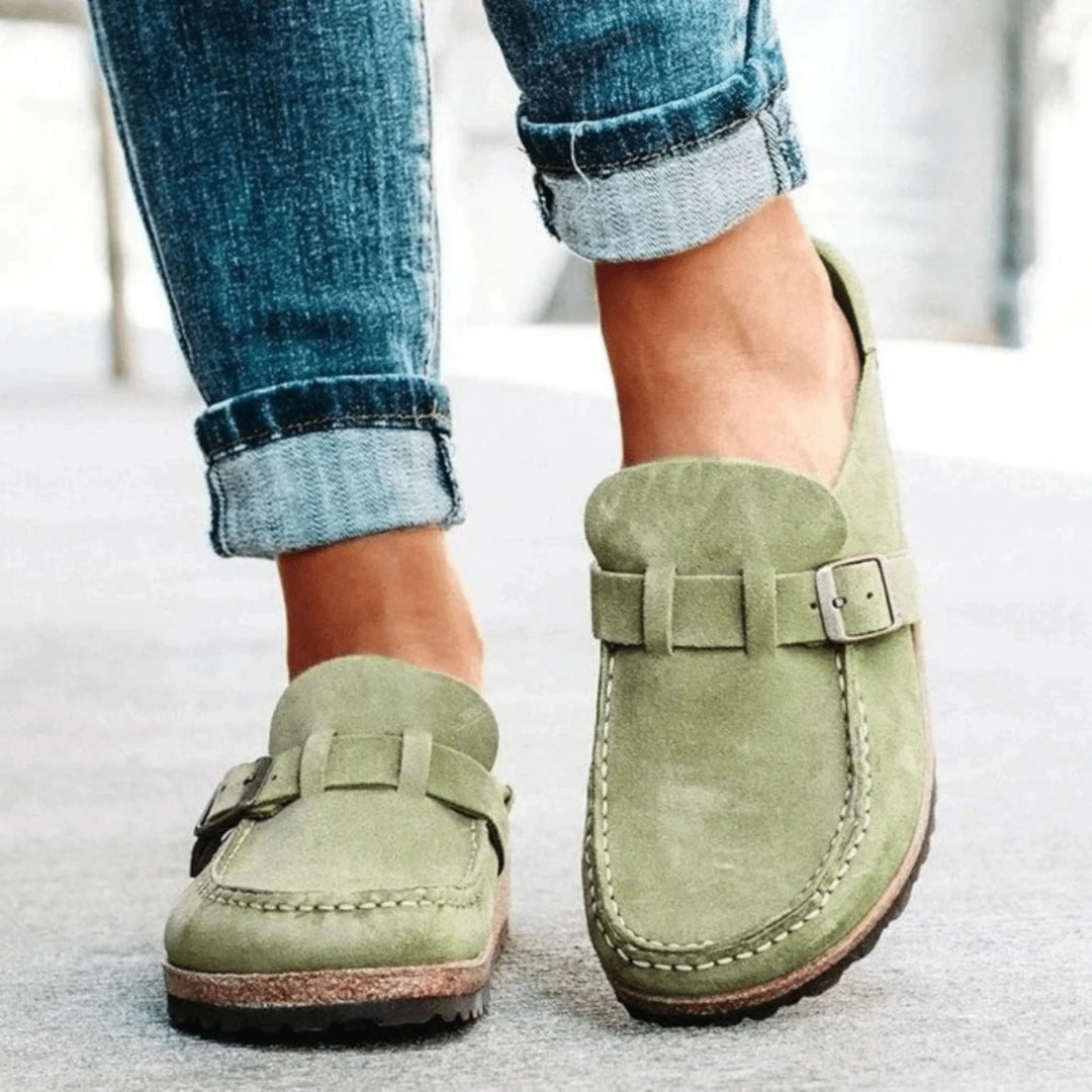 "Sandales orthopédiques femme, ergonomiques, couleur kaki, semelle antidérapante, confort quotidien, absorption des chocs"