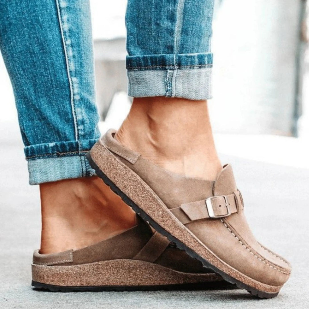 "Sandales orthopédiques femme, ergonomiques, couleur kaki, semelle antidérapante, confort quotidien, absorption des chocs"