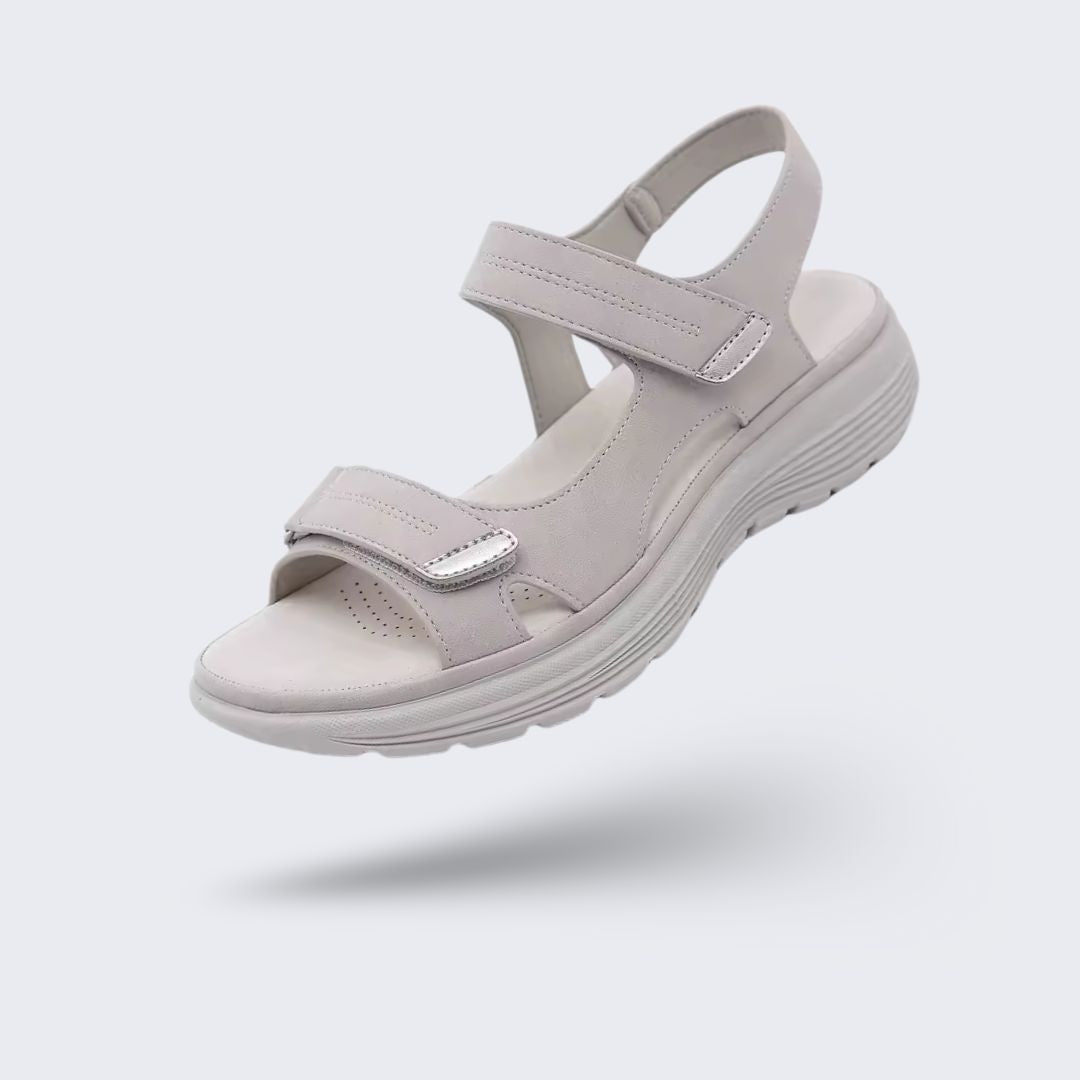 "Sandales orthopédiques femme modernes et élégantes, soutien confortable, disponibles en bleu, gris et noir."