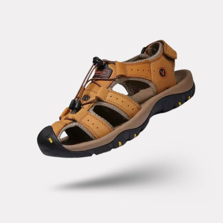 Sandales orthopédiques homme, élégantes, confort exceptionnel, semelle antidérapante, vue de face, soutien voûte plantaire.