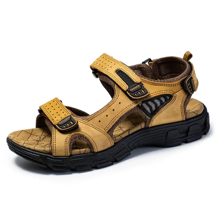 "Sandales orthopédiques mixte avec scratch, semelle ergonomique, couleur beige, pour usage intérieur et extérieur."