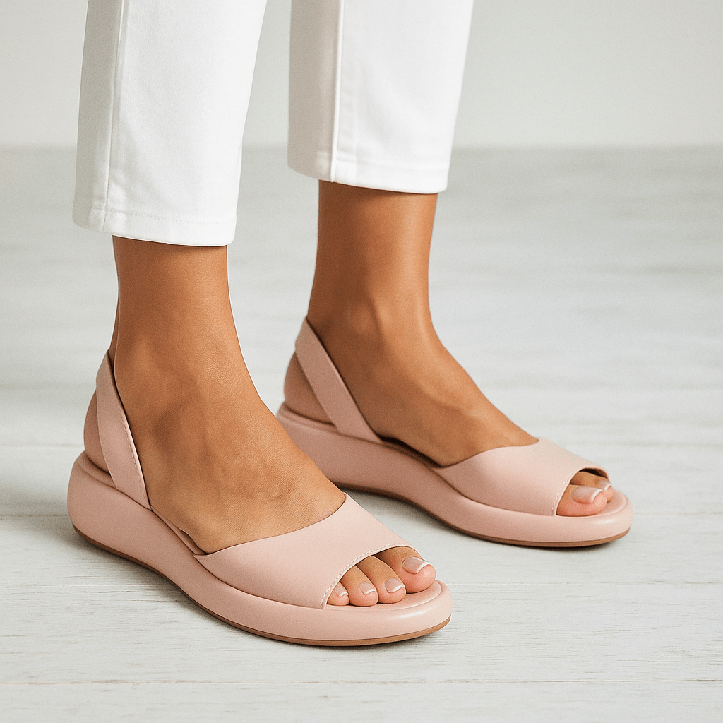 Sandales femme compensées confortables avec bout ouvert. Chaussures d'été légères, polyvalentes et idéales pour la marche.