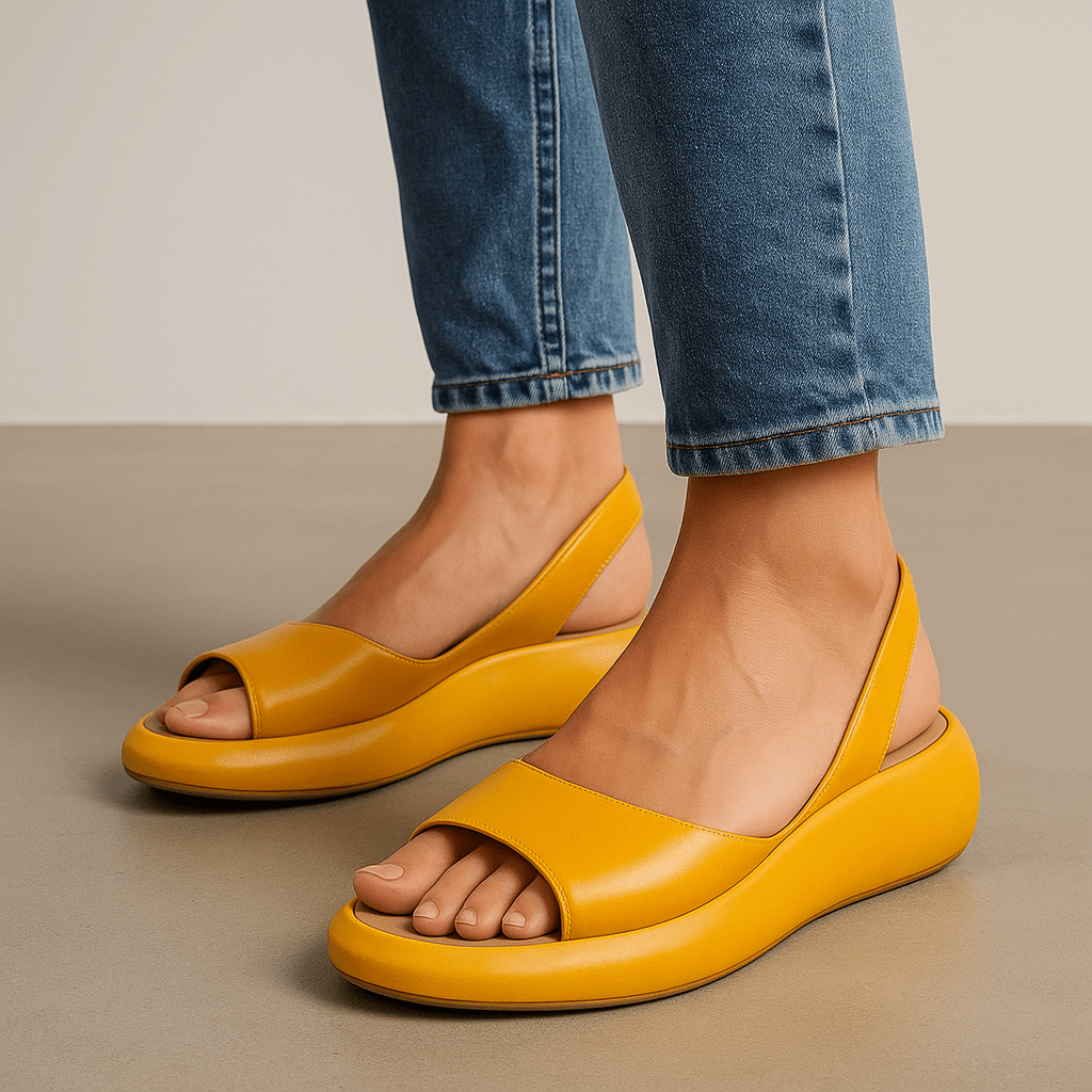 Chaussures femme légères: sandales compensées à bout ouvert. Confort optimal pour l'été, la mode et les activités décontractées.