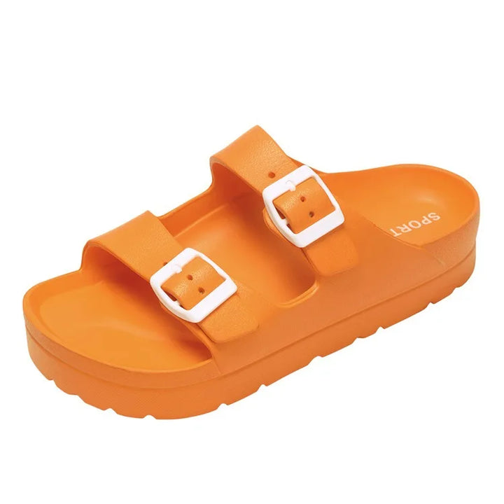 Sandales femme plateforme avec semelle intérieure à coussin souple pour un soutien et un confort accru.