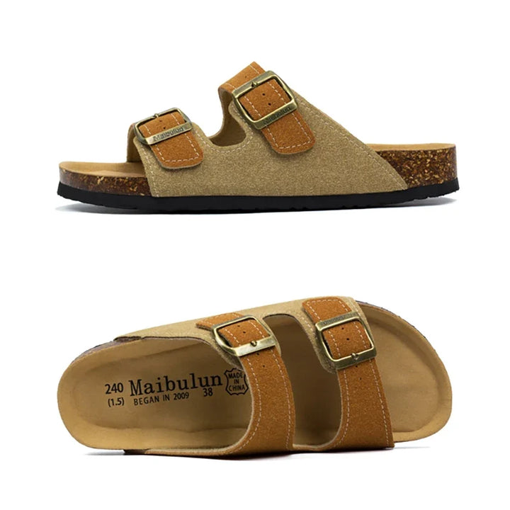 Chaussures plates décontractées unisexe avec double bride réglable pour un confort optimal, idéales l'été.