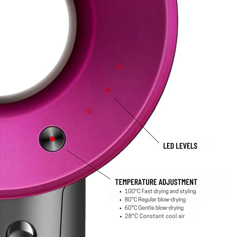 "Sèche-cheveux AirBlade Pro élégant noir, puissant, moteur rapide, accessoires, séchage professionnel rapide, cheveux brillan
