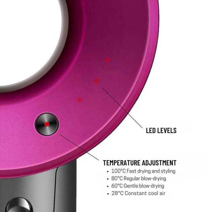 "Sèche-cheveux AirBlade Pro élégant noir, puissant, moteur rapide, accessoires, séchage professionnel rapide, cheveux brillan