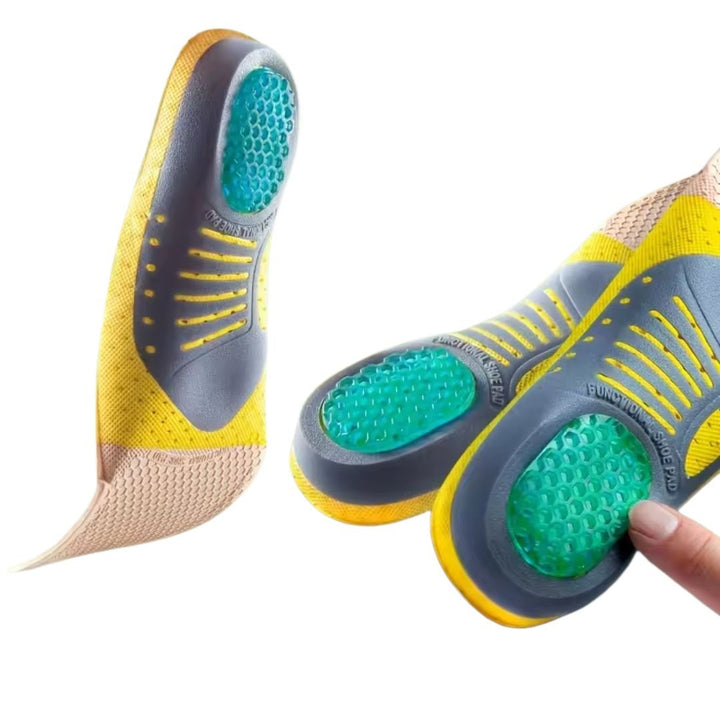 "Semelles confortables pour épine calcanéenne, soulagement du talon, adaptables toutes chaussures, design ergonomique."