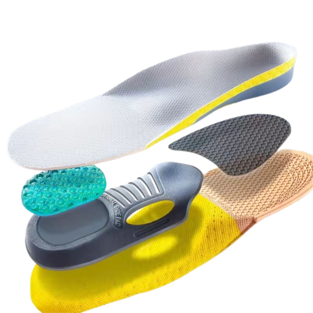 "Semelles confortables pour épine calcanéenne, soulagement du talon, adaptables toutes chaussures, design ergonomique."