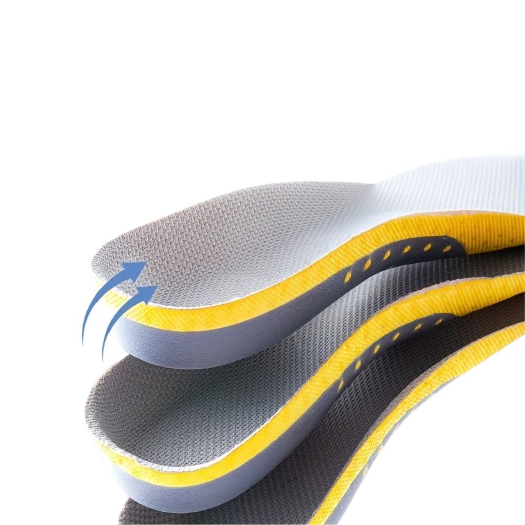 "Semelles confortables pour épine calcanéenne, soulagement du talon, adaptables toutes chaussures, design ergonomique."