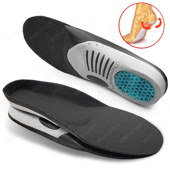 Semelles orthopédiques en gel 3D pour fasciite plantaire, soutien voûte plantaire et soulagement douleurs pieds.