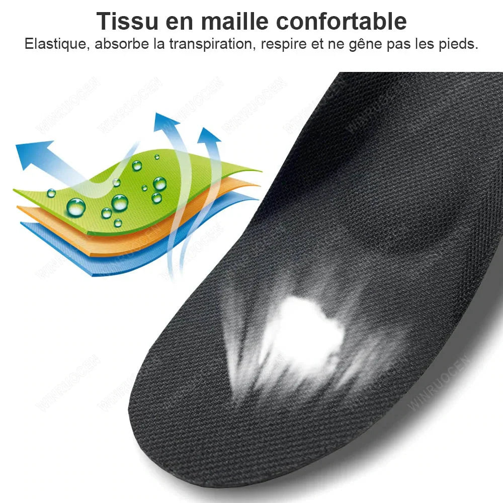 Semelles unisexe en gel 3D pour douleurs aux pieds, fasciite plantaire, soutien et absorption des chocs.