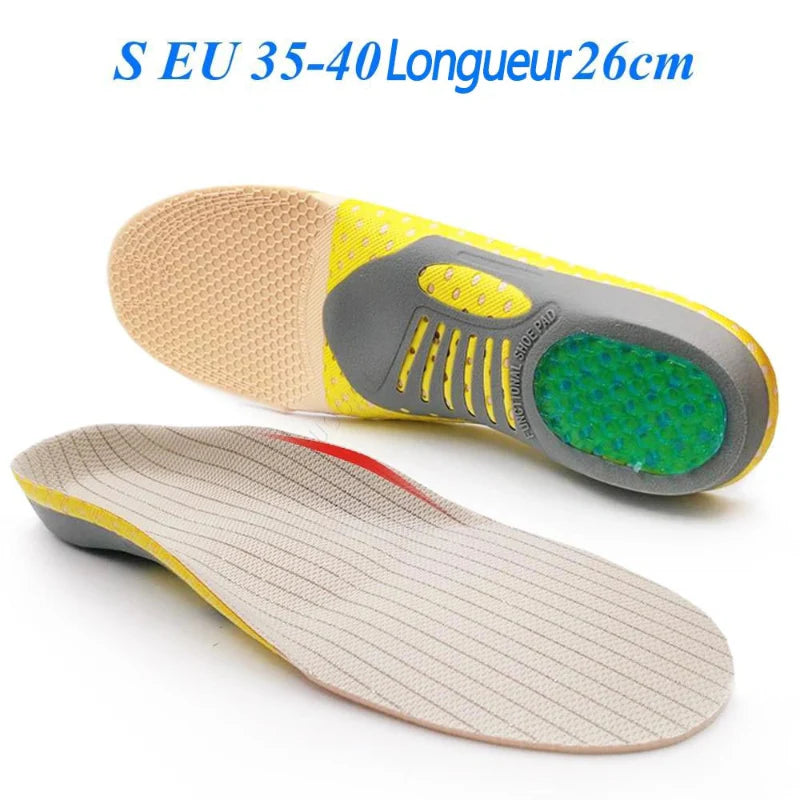 Paire de semelles orthopédiques en gel unisexes, idéales pour un confort quotidien et un soutien actif dans toutes les chaussures.