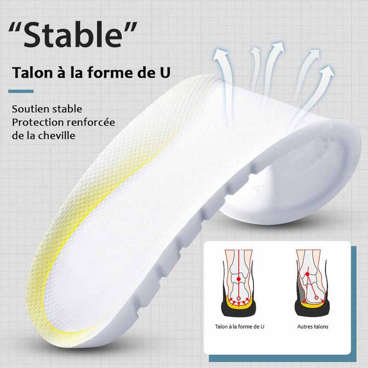 Semelles ajustables en mousse pour un confort personnalisé, améliorent le bien-être général dans toutes chaussures.