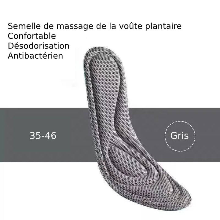 Semelles à mémoire de forme avec mousse de massage Nano. Propriétés antibactériennes pour pieds sains homme/femme.