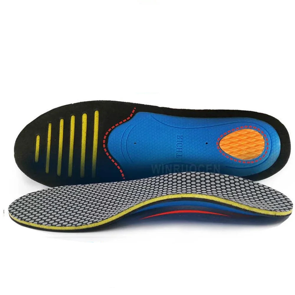Semelles orthopédiques unisexe pour confort et soutien de la voûte plantaire. Idéales pour chaussures quotidiennes.
