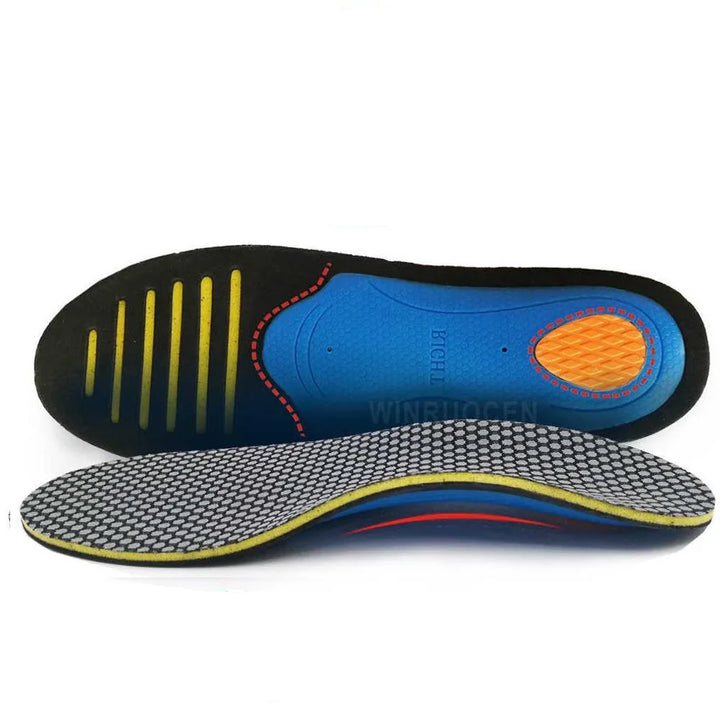 Semelles orthopédiques unisexe pour confort et soutien de la voûte plantaire. Idéales pour chaussures quotidiennes.