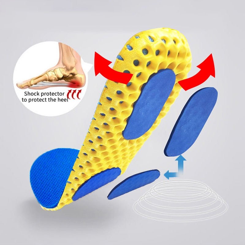 Semelles orthopédiques unisexes pour soulager la douleur plantaire, offrant soutien de la voûte et confort du pied.