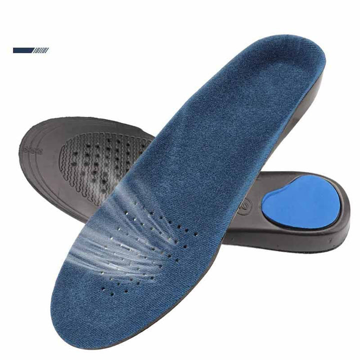 Paire de semelles orthopédiques pour pieds plats et fasciite plantaire, procurant un soutien et un bien-être durables.