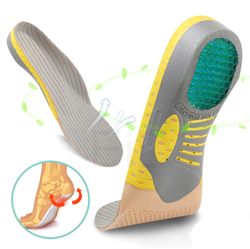 Semelles orthopédiques tailles S/M. Soulagement douleur plantaire. Confort optimal.