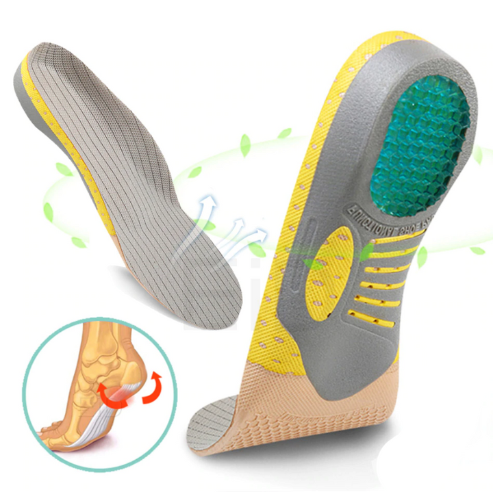 Semelles orthopédiques tailles S/M. Soulagement douleur plantaire. Confort optimal.