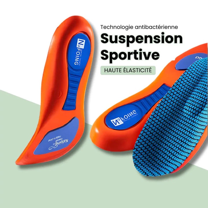 "Semelles sport orthopédiques, confort amorti, stabilité optimale, design ergonomique, soutien des arches, matériaux respiran