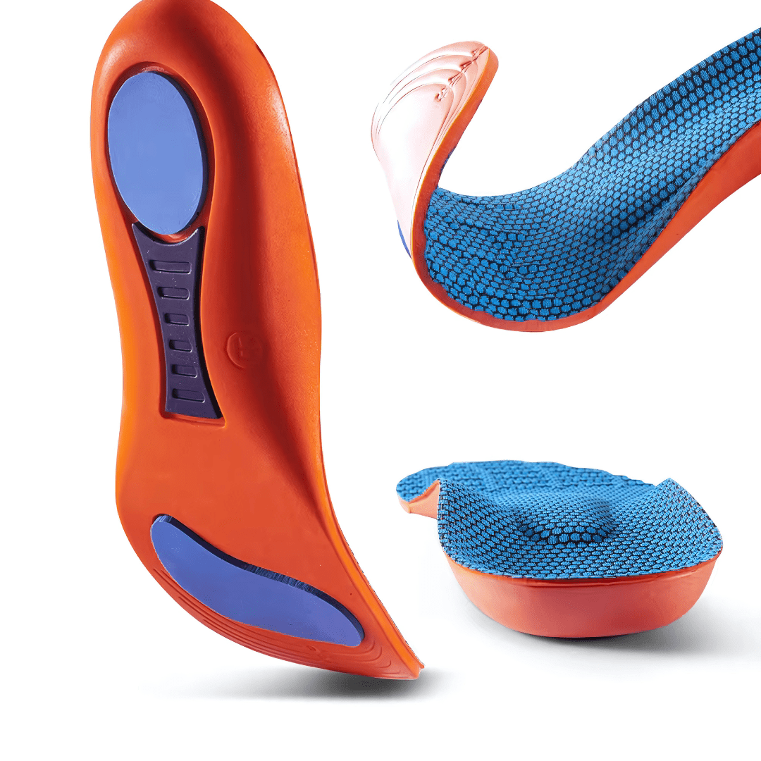 "Semelles sport orthopédiques, confort amorti, stabilité optimale, design ergonomique, soutien des arches, matériaux respiran