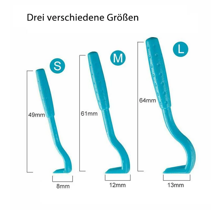 "Set de crochets à tiques pour animaux, 3 tailles, design fonctionnel, retrait sécurisé sans douleur pour tous les animaux."