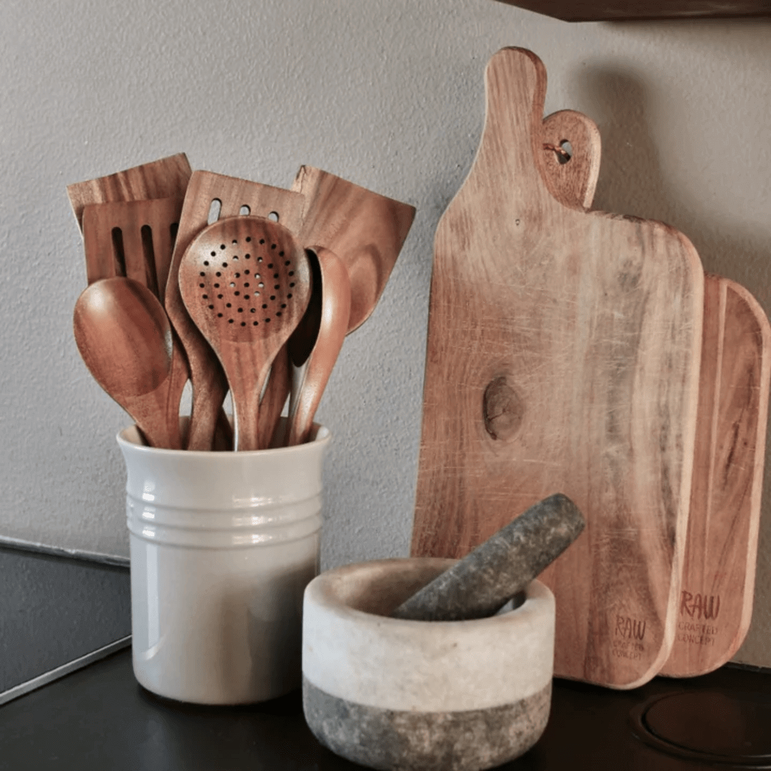 "Set de cuisine en bois naturel, ustensiles écologiques, design élégant, ergonomique, idéal cuisine quotidienne, cadeau"