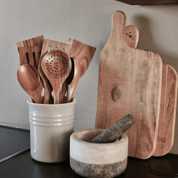 "Set de cuisine en bois naturel, ustensiles écologiques, design élégant, ergonomique, idéal cuisine quotidienne, cadeau"