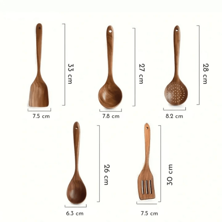 "Set de cuisine en bois naturel, ustensiles écologiques, design élégant, ergonomique, idéal cuisine quotidienne, cadeau"