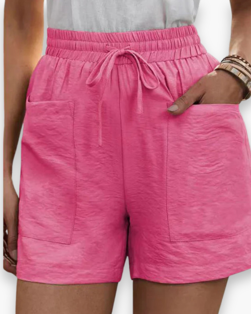 Short cargo estival pour femme, tissu léger, ceinture ajustable, poches pratiques, idéal pour un style décontracté.