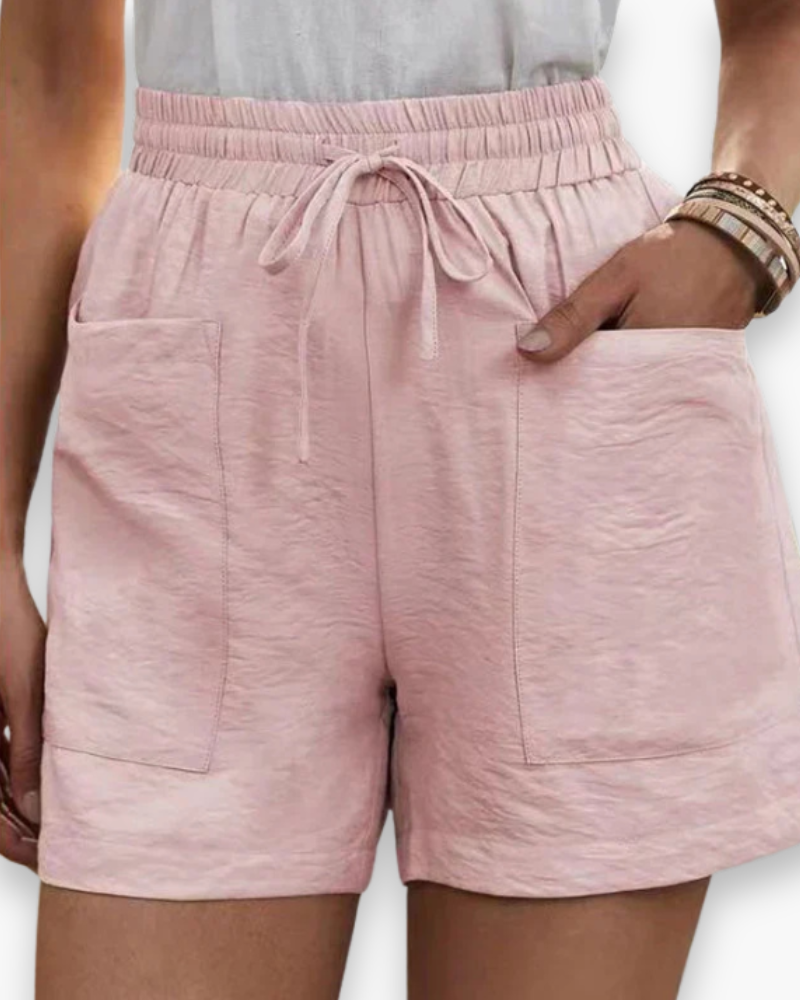 Short cargo estival pour femme, tissu léger, ceinture ajustable, poches pratiques, idéal pour un style décontracté.