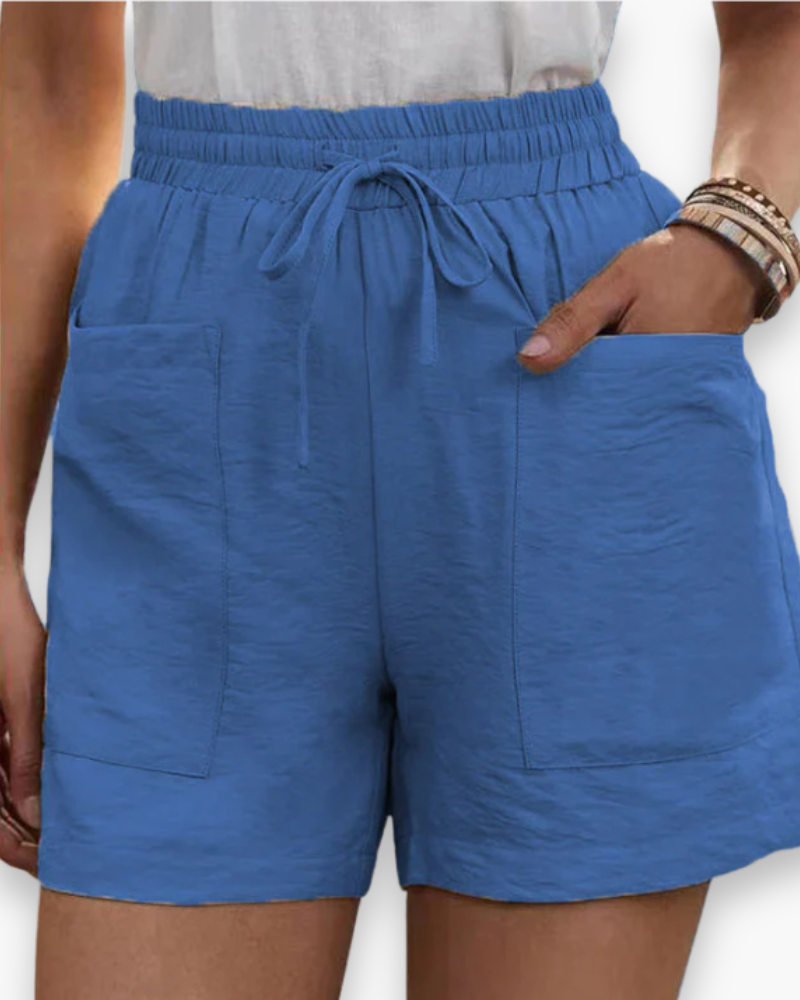 Short cargo estival pour femme, tissu léger, ceinture ajustable, poches pratiques, idéal pour un style décontracté.