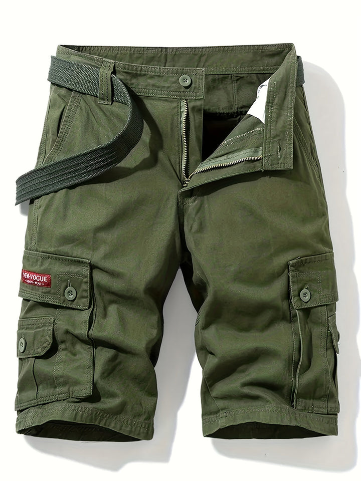 Short cargo homme polyvalent pour l'été, décontracté, multipoches et ceinture intégrée, parfait pour le voyage.