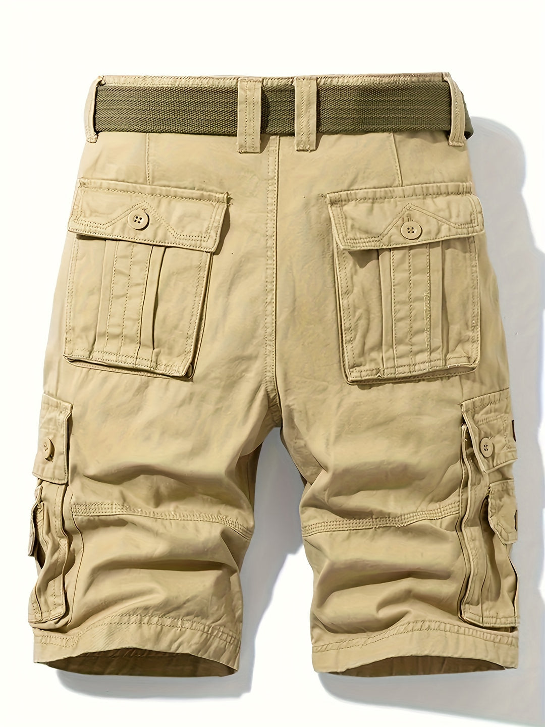 Short cargo homme léger et respirant pour l'été, multipoches fonctionnelles, ceinture intégrée et ajustable.