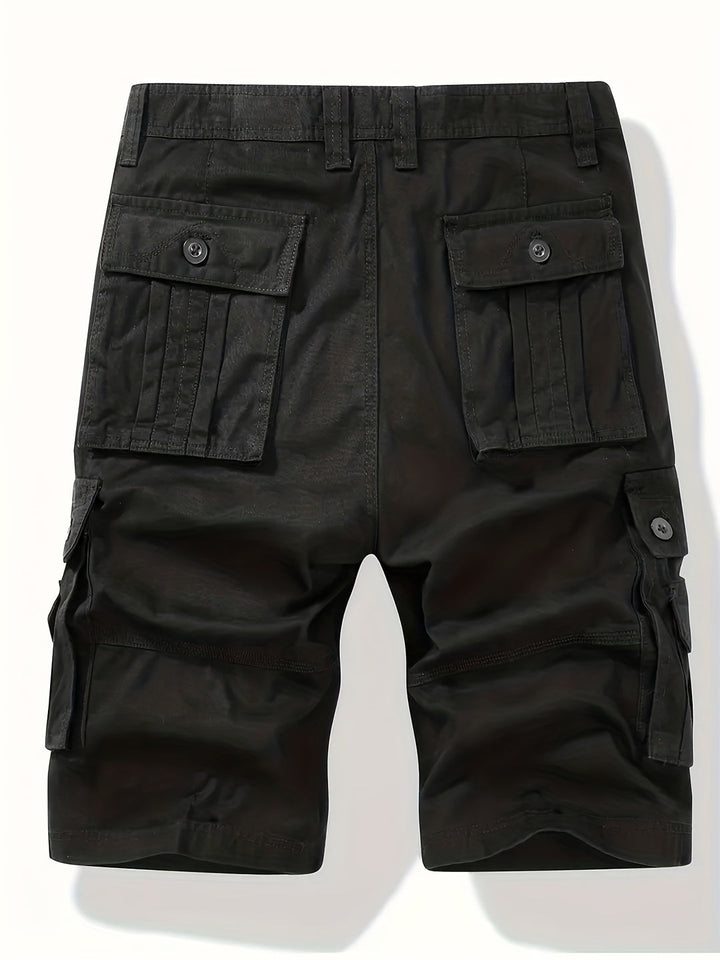 Bermuda cargo homme d'été décontracté avec ceinture intégrée, multipoches pratiques, parfait pour le quotidien.