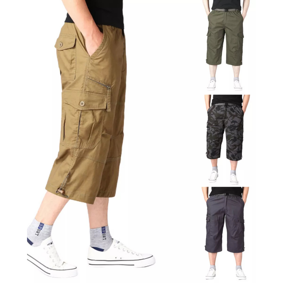 "Short cargo homme léger, coton, poches pratiques, couleur camouflage, coupe longue, idéal pour l'été et les sorties urbaines