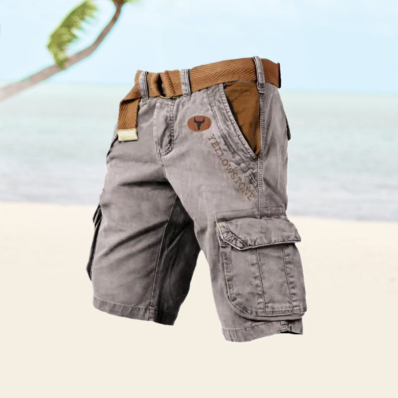 Short cargo homme, poches multiples, coupe décontractée.  Parfait pour l'été.
