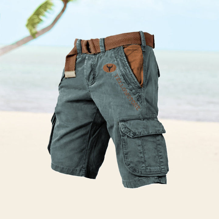 Short cargo homme, poches multiples, coupe décontractée.  Parfait pour l'été.