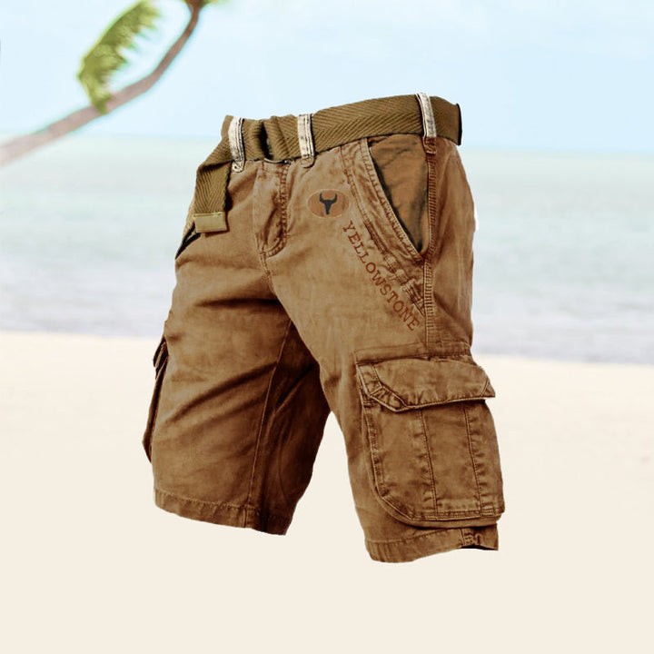 Short cargo homme, poches multiples, coupe décontractée.  Parfait pour l'été.
