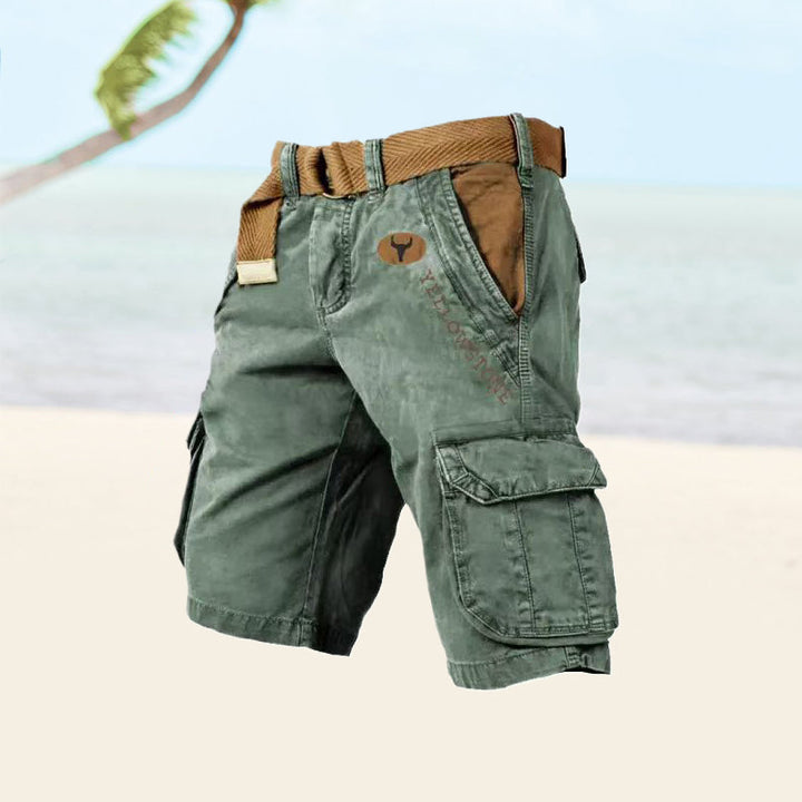 Short cargo homme, poches multiples, coupe décontractée.  Parfait pour l'été.
