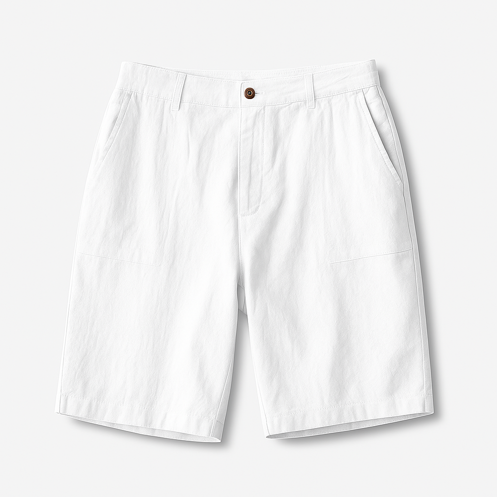 Short décontracté homme en lin, style estival. Confortable, respirant, parfait pour l'été et la plage.