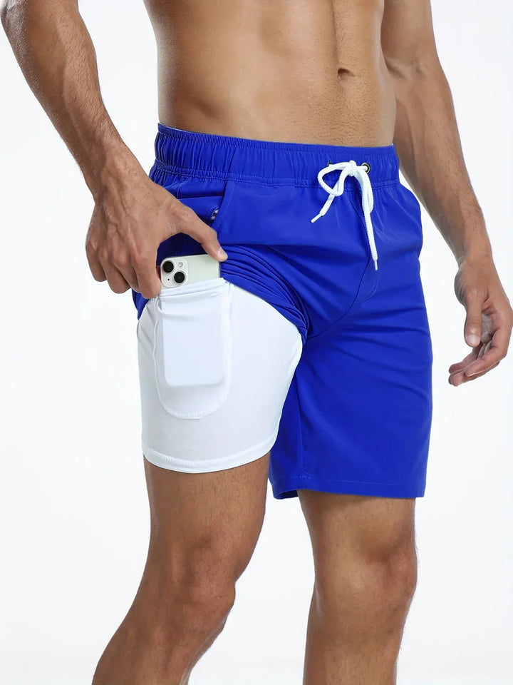 Short de bain polyvalent homme, pour natation, surf, sport de plage. Séchage rapide, confort, poche zippée.